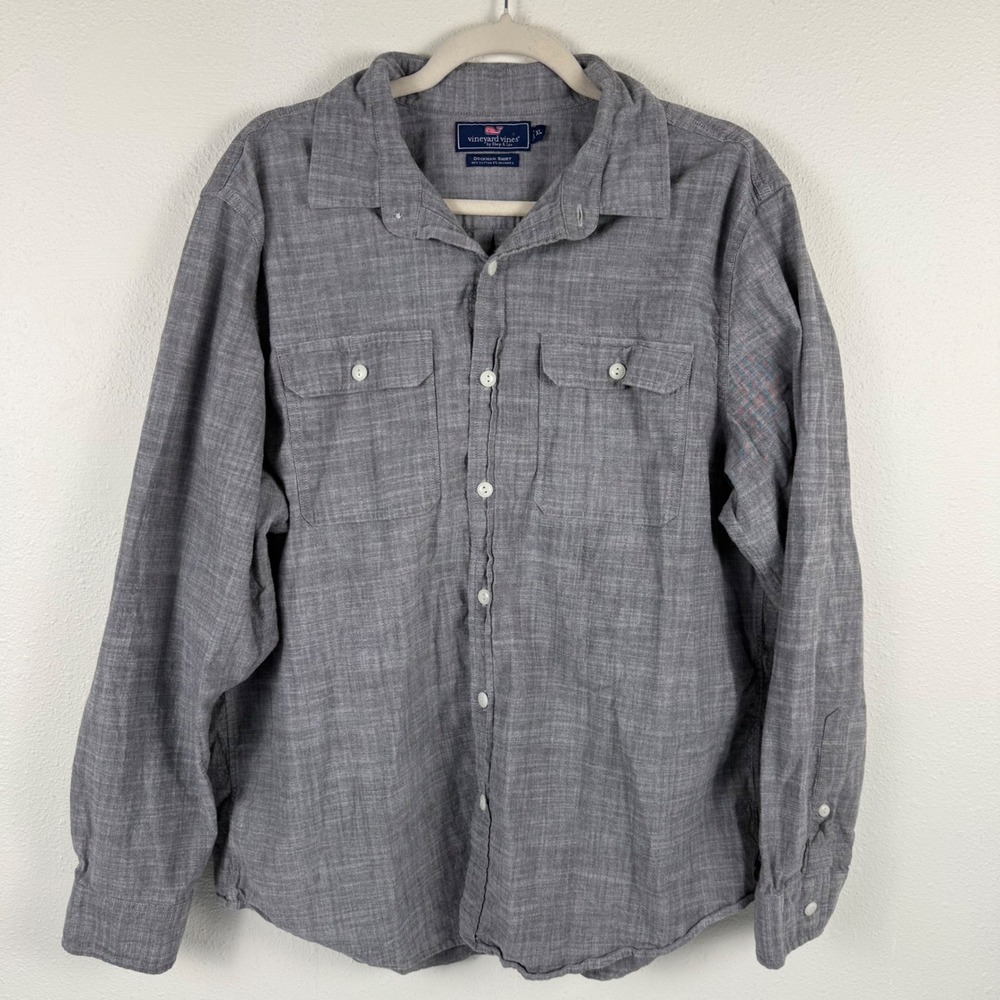Vineyard Vines Dockman Shirt Gray Chambray Button Down Mens XL